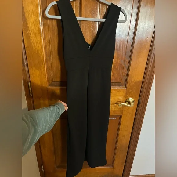 nasty gal black midi dress Warehouse Women's Textured Godet Side Puff Sleeve Midi Dress in Black